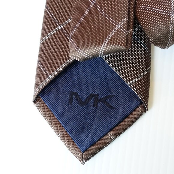 MICHAEL KORS Brown Stonehurst Grid Check Silk Classic Tie - Picture 4 of 4